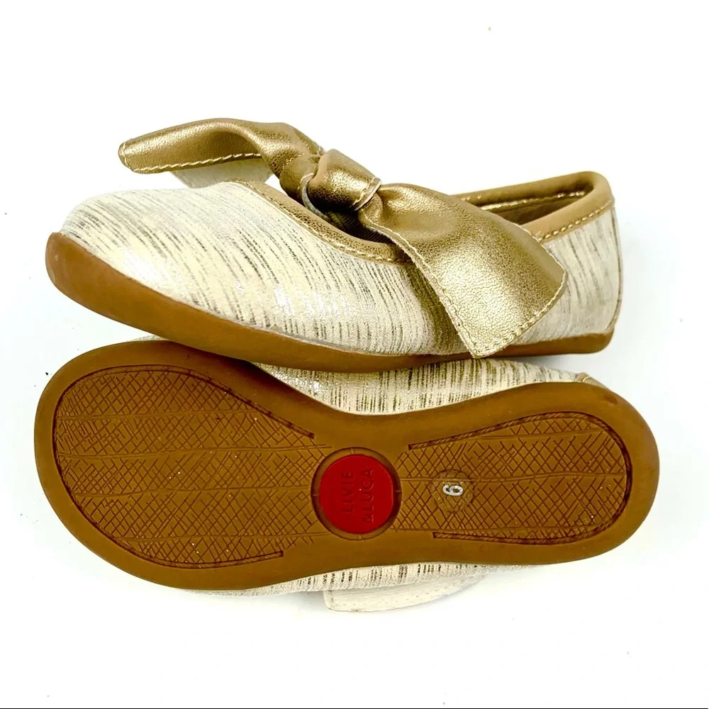 Livie & Luca Infant Gold Sateen Ballet Flats Size 6